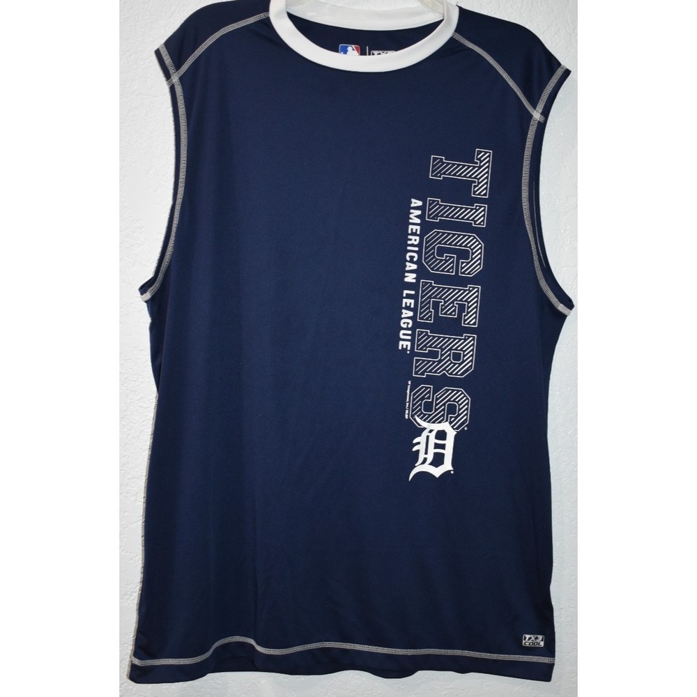 MLB TX3 Cool Detroit Tigers Mens Performance Tank Top MEN Size L /XL Navy White